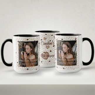 Coffee Lovers Photo Name Christmas Gift for Her Mug