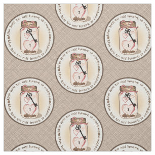 Coffee Lovers Rustic Mason Jar Fabric