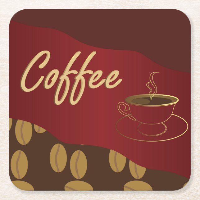Coffee Lovers Square Paper Coaster (Front)