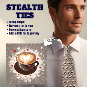 Coffee Lover's Valentine Heart Stealth Tie