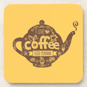 Coffee lovers vintage retro cafe art I love coffee Coaster