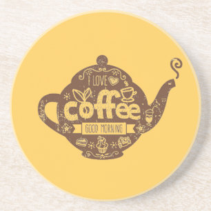 Coffee lovers vintage retro cafe art I love coffee Coaster