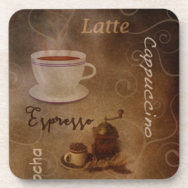 Coffee Lovers Word Art Coaster (Front)