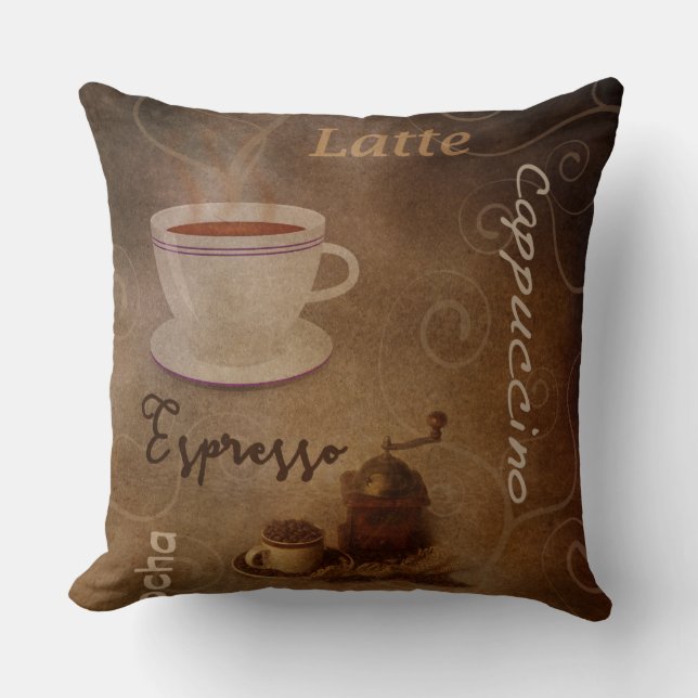 Coffee Lovers Word Art Cushion (Front)