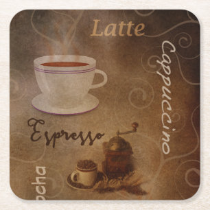 Coffee Lovers Word Art Square Paper Coaster