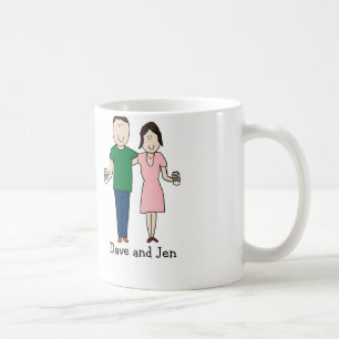 Coffee loving couple- personalised cartoon mug