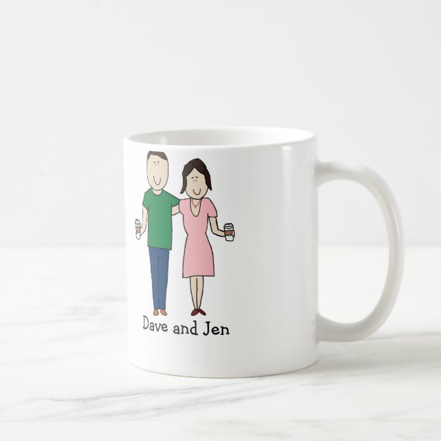 Coffee loving couple- personalised cartoon mug (Right)