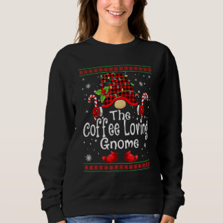Coffee Loving Gnome Buffalo Plaid Matching Family  Sweatshirt