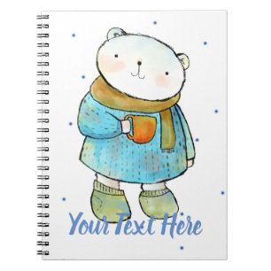 Coffee Loving Polar Bear Custom Notebook