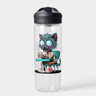 Coffee Loving Zombie Cat Water Bottle