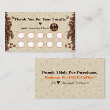 Coffee Loyalty Punch Card Brown Cafe Style