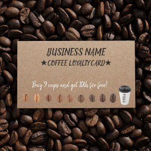 Coffee Loyalty Punch Cards Rustic Kraft