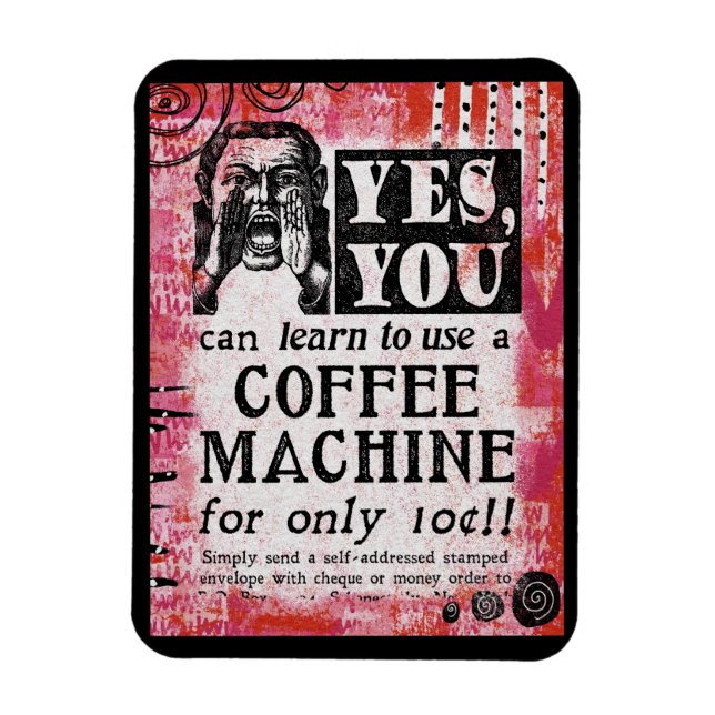 Coffee Machine - Funny Vintage Ad Magnet (Vertical)