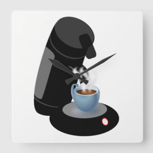 Coffee Machine Square Wall Clock
