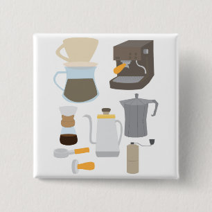 Coffee Maker Tools 15 Cm Square Badge