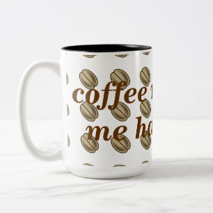 Coffee Makes me happy all over print Two-Tone Coffee Mug
