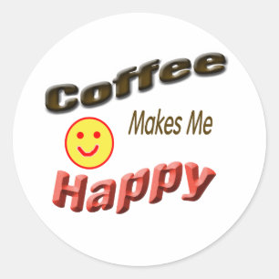 coffee makes me happy classic round sticker