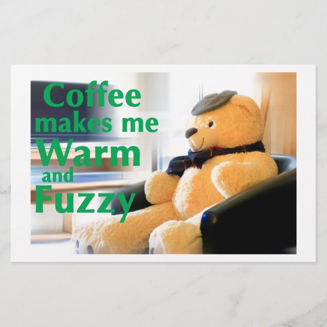 Coffee Makes Me Warm and Fuzzy Stationery (Front)