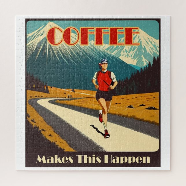 Coffee Makes This Happen Running Jigsaw Puzzle (Vertical)