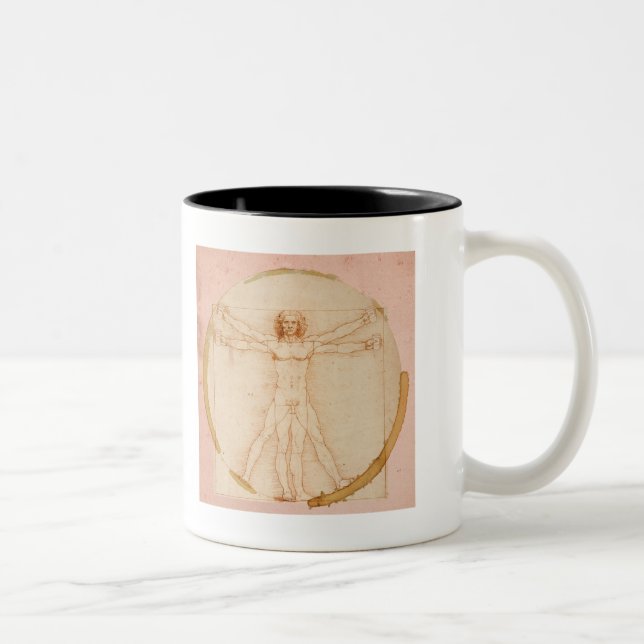 coffee man after Da Vinci's Vitruvian Man Two-Tone Coffee Mug (Right)