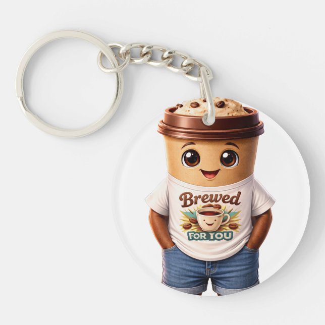 Coffee Man – Fun Design for True Caffeine Kings Key Ring (Front)