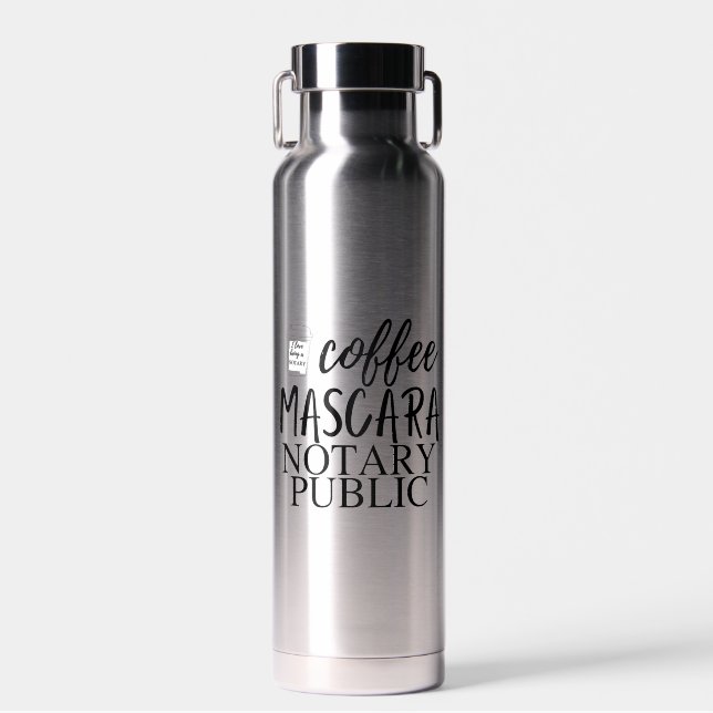 Coffee Mascara Notary Public water bottle (Front)