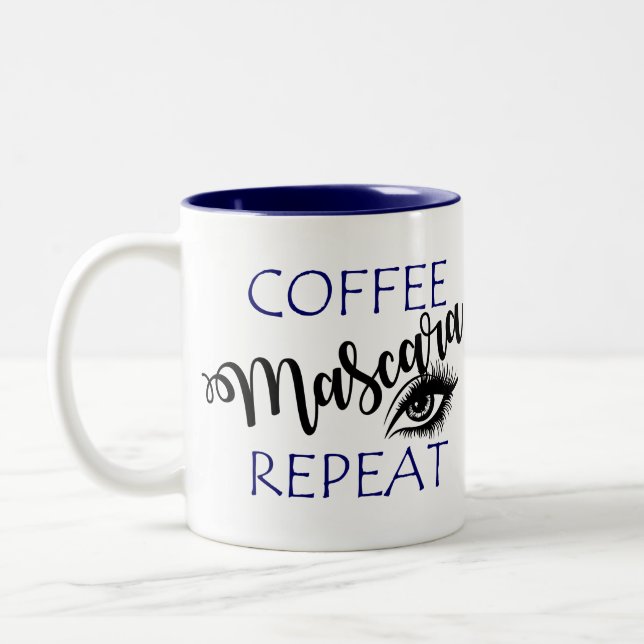 Coffee Mascara Repeat Two-Tone Coffee Mug (Left)
