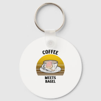 Coffee meets bagel Retro vintage sunset Key Ring