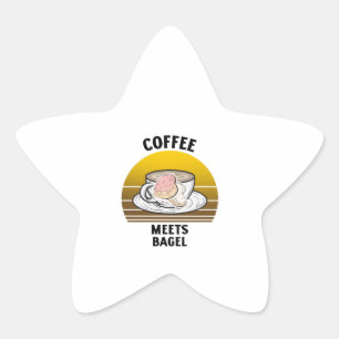 Coffee meets bagel Retro vintage sunset Star Sticker