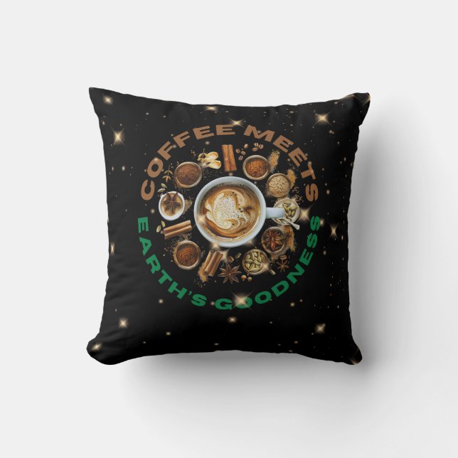 Coffee Meets Earth’s Goodness – Botanical Starry  Cushion (Front)