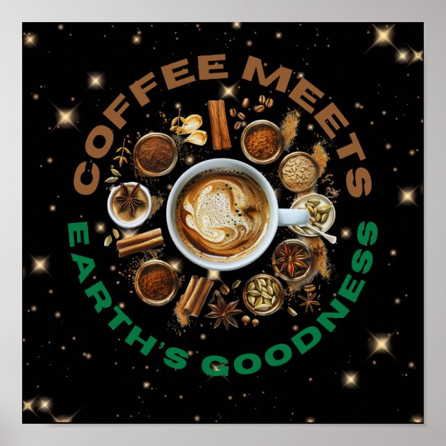 Coffee Meets Earth’s Goodness – Cosmic Brew with N Poster (Front)