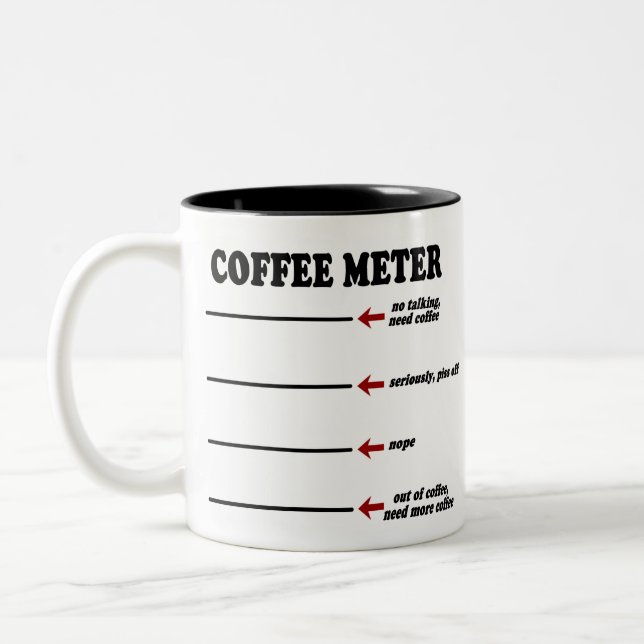 Coffee Metre (The Original Coffee Metre Mug!) Two-Tone Coffee Mug (Left)