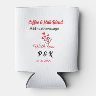 Coffee & milk blend love couple coffee red heart n can cooler