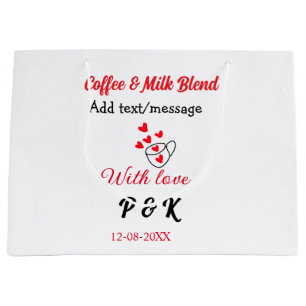 Coffee & milk blend love couple coffee red heart n large gift bag