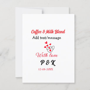 Coffee & milk blend love couple coffee red heart n postcard