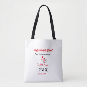 Coffee & milk blend love couple coffee red heart n tote bag