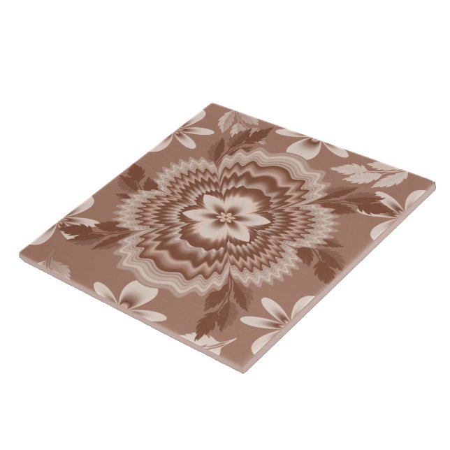 Coffee & Milk Colour Flower Pattern Ceramic Tile (Side)