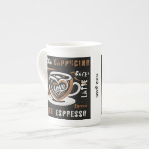 Coffee Mocca Cappucino Esspreso Cafe'Latte Bone China Mug