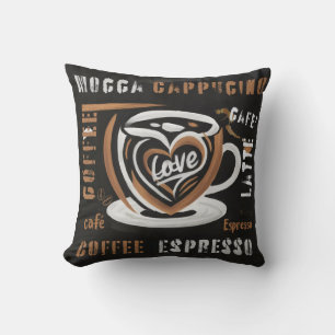 Coffee Mocca Cappucino Esspreso Cafe'Latte Cushion