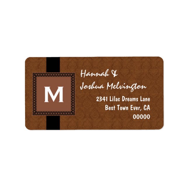 Coffee Monogram Square Frame and Ribbon M503 Label (Front)