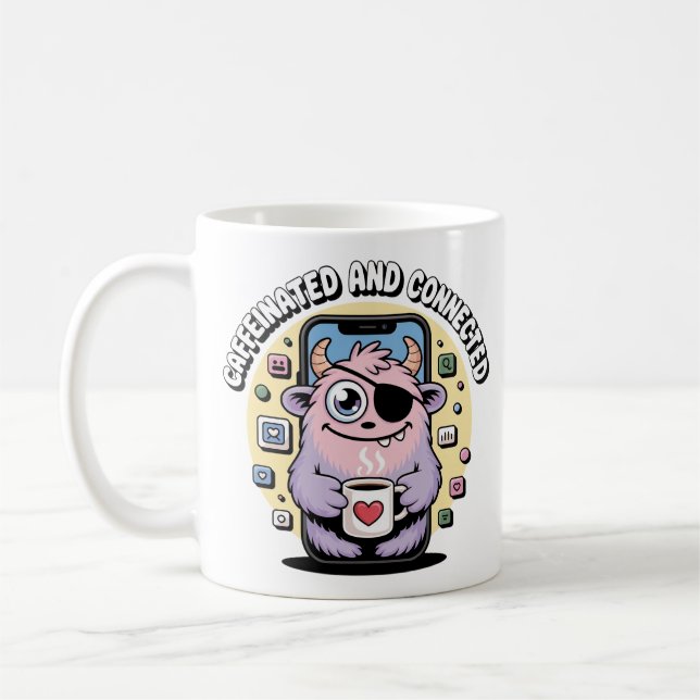 Coffee Monster Social Media Funny Mug (Left)