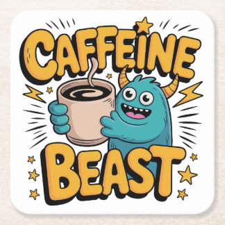 Coffee Monster Square Paper Coaster
