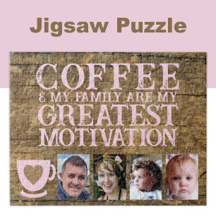 Coffee motivation 4 photo brown pink jigsaw puzzle