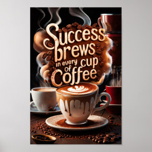 Coffee Motivational Quotes of Success and Creative Poster