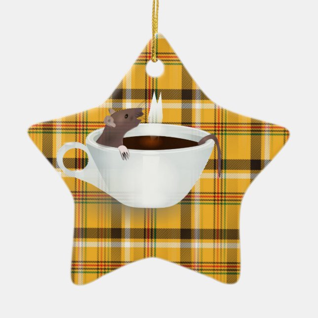 coffee mouse ceramic ornament (Front)