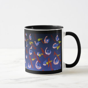 coffee mug abstract sea shrimp blue bright