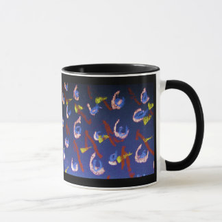 coffee mug abstract sea shrimp blue bright