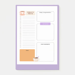 coffee mug accent to do list with lilac background post-it notes