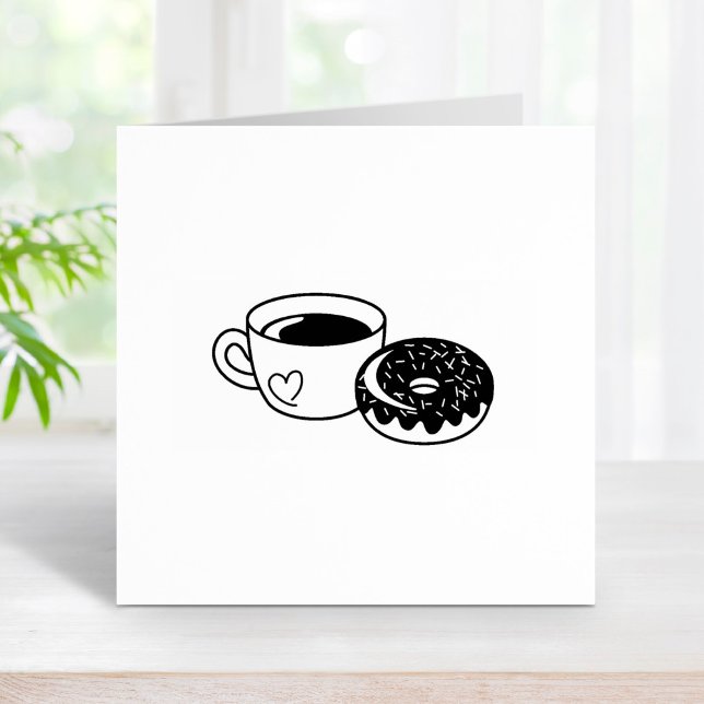 Coffee Mug and Chocolate Doughnut Rubber Stamp (Creator Uploaded)