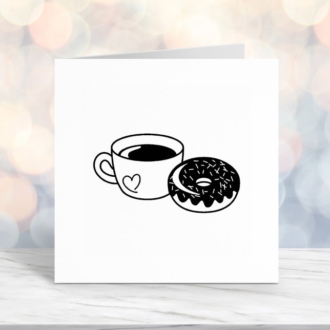 Coffee Mug and Chocolate Doughnut with Sprinkles Self-inking Stamp (Creator Uploaded)